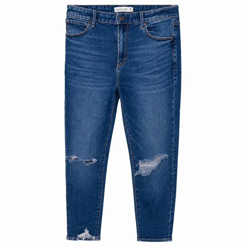 Abercrombie & Fitch Distressed Skinny Jeans Raw Hem Stretch Denim Size 28/6